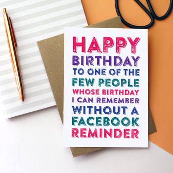 happy birthday no facebook reminder card by do you punctuate ...