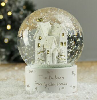 Personalised Message Village Glitter Snow Globe, 4 of 4