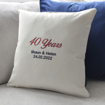 Personalised Ruby Anniversary Embroidered Cushion, 4 of 8