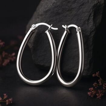 Large Sterling Silver Oval Hinged Hoop Earrings, 7 of 7