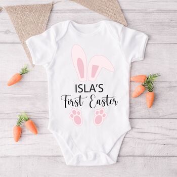 Personalised Easter Bunny Ears Babygrow Or Sleepsuit, 2 of 4