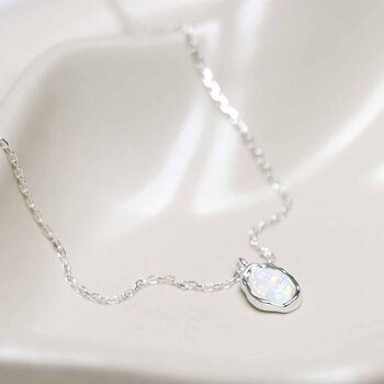 Sterling Silver Oval Opal Flow Necklace, 3 of 9