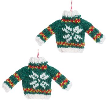 Set Of Two Fair Trade Knit Jumper Hanging Decorations, 2 of 7