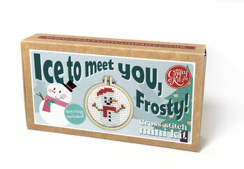 Ice To Meet You, Frosty! Christmas Mini Matchbox Cross Stitch Kit, 2 of 5