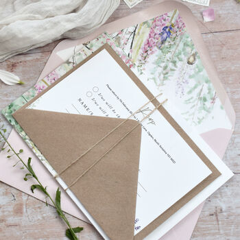 Whimsical Spring Gatedfold Wedding Invitation, 3 of 7