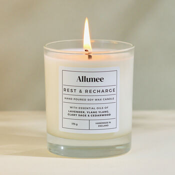 Handmade Rest And Recharge Soy Scented Candle Gift, 2 of 5