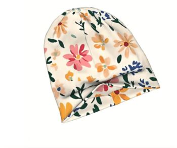 Soft Chemo Headwear Beanie Hat Bandana Cream Flowers, 3 of 5