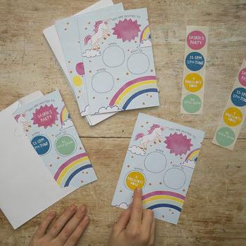 Personalised Unicorn Invitations With Sticker Activity, 2 of 3
