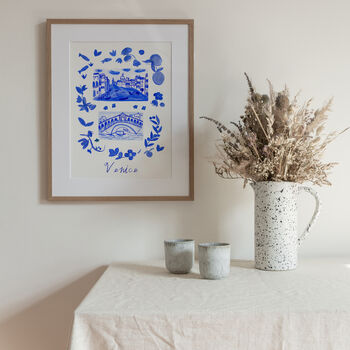 Scenes Of Venice, Italy Blue Tile Inspired Travel Print, 12 of 12