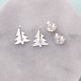 Sterling Christmas Tree Stud Earrings, thumbnail 5 of 5