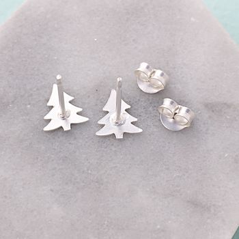 Sterling Christmas Tree Stud Earrings, 5 of 5