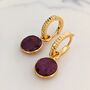 Circle Ruby July Birthstone Earrings, Gold, thumbnail 1 of 6