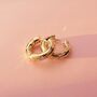 Zero Waste Pink Floral Chunky Gold Hoop Earrings, thumbnail 2 of 5