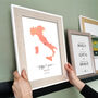 Personalised Italy Engagement Map Print, thumbnail 1 of 9