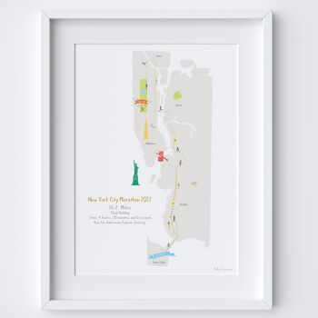 New York City Marathon Route Map Personalised Art Print, 3 of 7