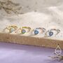 Sterling Silver Blue Opal Huggie Hoop Threader Earrings, thumbnail 6 of 11