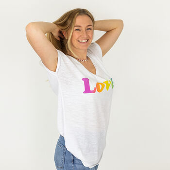 Ombre 'Love' Organic Slub V Neck T Shirt, 4 of 4