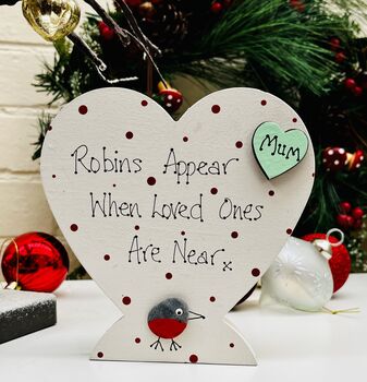 Personalised Memorial Robin Heart Christmas Decoration, 3 of 3