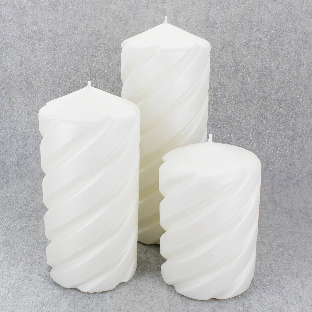 xxl white pillar spiral candles by g decor by g decor