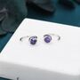 Amethyst Purple 4mm Cz Huggie Hoop Earrings, thumbnail 3 of 12