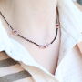 Black Bead 18ct Gold Plated Blue Stone Slim Mangalsutra Necklace, thumbnail 4 of 10
