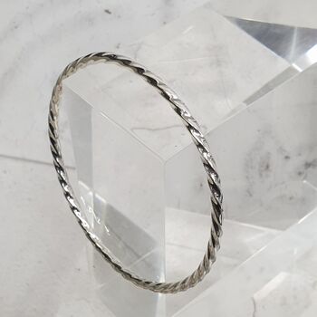 Twisted Sterling Silver Bangle, 3 of 8