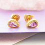 Amethyst Gold Teardrop February Birthstone Earrings, thumbnail 1 of 3
