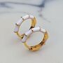 Bamboo Accent White Enamel Gold Plated Hoop Earrings, thumbnail 1 of 3