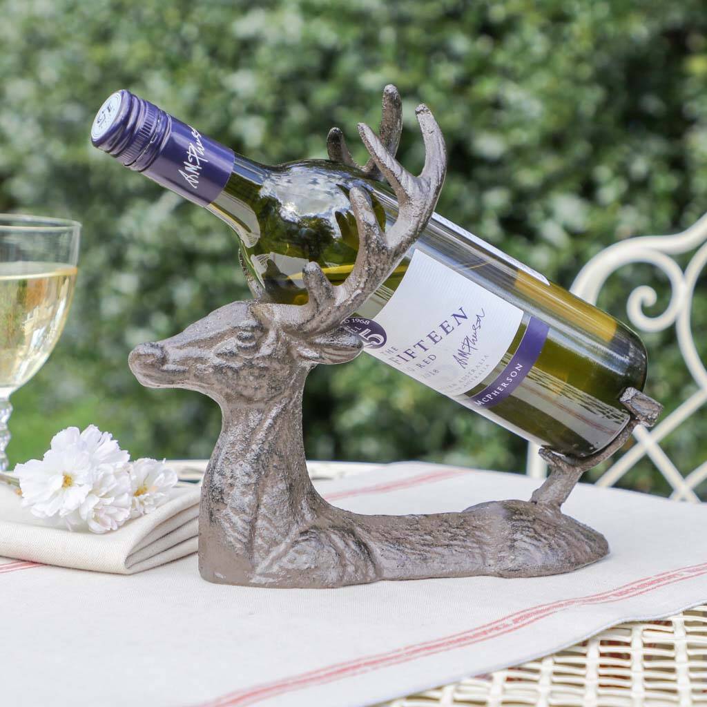 Stag Cast Iron Wine Bottle Holder By Dibor