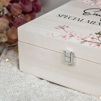 Cherry Blossom Natural Wooden Memory Keepsake Box, 2 of 4