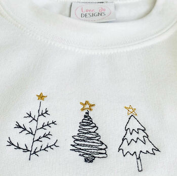 Embroidered Christmas Simple Trees Jumper, 2 of 5