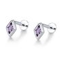 Sterling Silver Amethyst Purple Cz Rhombus 16 G Flat Back Labret Earrings, thumbnail 7 of 11