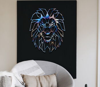 Geometric Lion Head Metal Wall Art Home Office Decor, 4 of 9