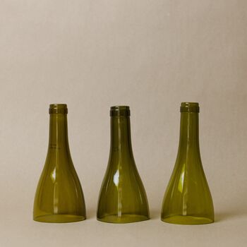Set Of Three Wine Bottle Candlesticks With Candles, 5 of 12