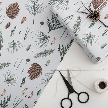 Luxury Christmas Botanical Wrapping Paper, White Pine, 3 of 4