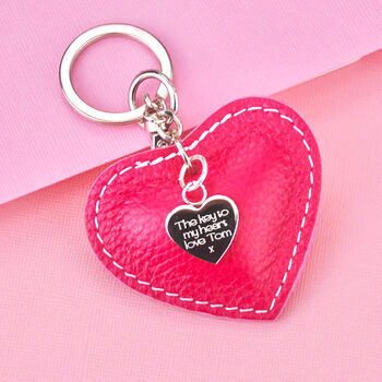 Personalised Key To My Heart Leather Keyring, 3 of 6