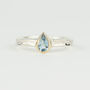 Teardrop Aquamarine March Birthstone Silver And Gold Ring, thumbnail 1 of 6