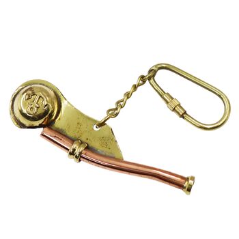 Personalised Brass Bosuns Boatswain Pipe Whistle Keyring, 3 of 6