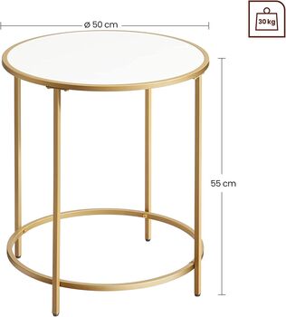 Round Side Table With Wooden Top And Golden Steel Frame, 7 of 8