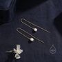 Genuine Pearl U Shape Threader Earrings, thumbnail 5 of 9