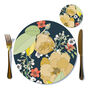 Round Placemat Large Heatproof Chica Camellia Navy, thumbnail 5 of 7