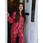 Ladies Hot Pink Birds Of Paradise Print Cotton Pyjamas, thumbnail 2 of 6