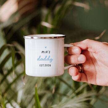 Personalised Daddy Est Enamel Mug Gift From Baby, 3 of 5