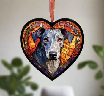 Greyhound Stained Glass Effect Heart Suncatcher, 2 of 5