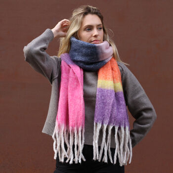 Multi Colour Block Heavyweight Scarf, 2 of 5
