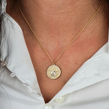 Dainty Lotus Flower Gold Plated Charm Necklace, 2 of 5