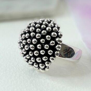 Chunky Sterling Silver Abstract Mushroom Ball Ring, 8 of 10