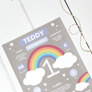 First Birthday Personalised Print Rainbow, 2 of 3