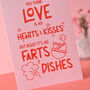 Real Love 'Farts And Dishes' Funny Valentines Card, thumbnail 4 of 7