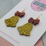 Christmas Glitter Bell And Bow Earrings, thumbnail 4 of 5